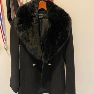 French Connection wool coat with fur trim